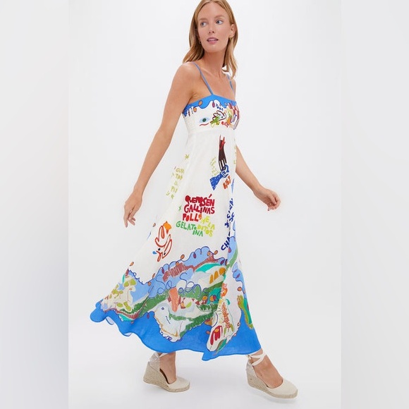 ALEMAIS Multi Nadia European Flax Sundress with pockets US 2 - Picture 5 of 12